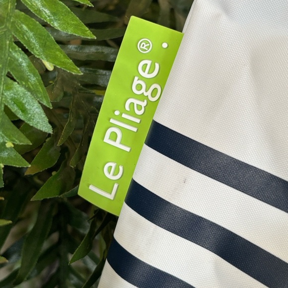 Longchamp Le Pliage Mariniere Zippered Shoulder Tote Blue White Nautical Stripes - Picture 8 of 16